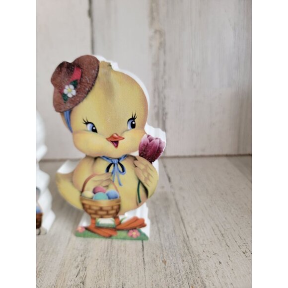 Vintage inspired‎ Easter bunny chick wooden home decor set - Picture 4 of 6